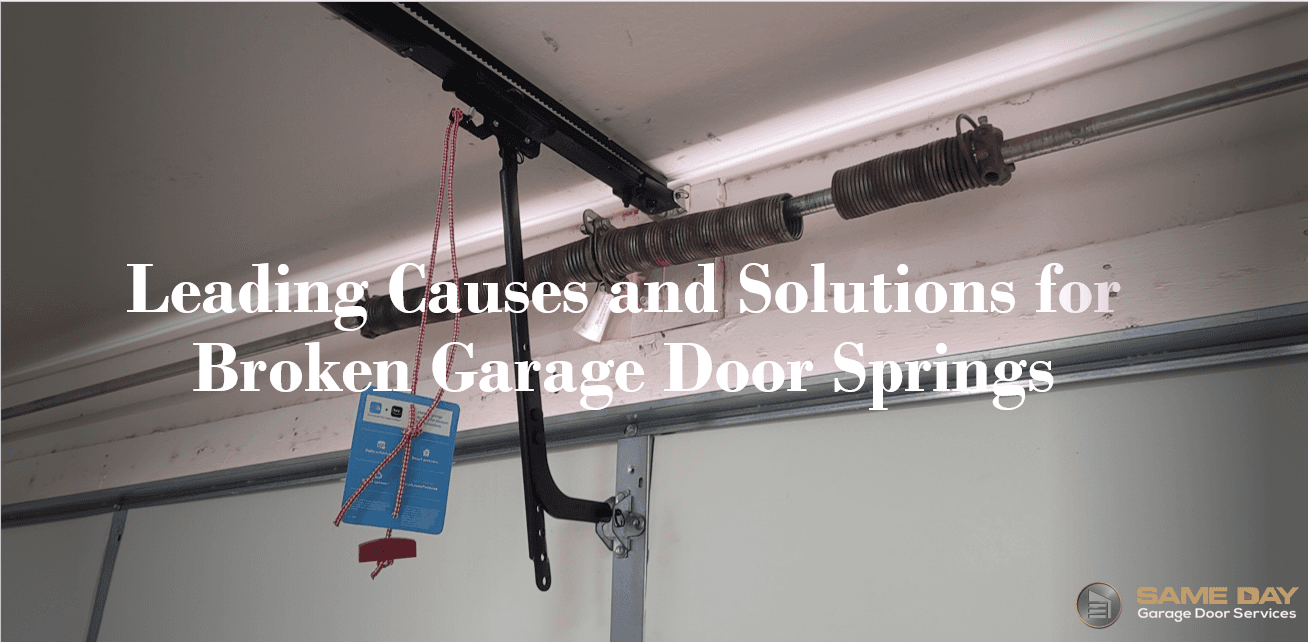 Broken Garage Door springs|A Man Fixing A Door Spring|A Man Fixing A Door Spring