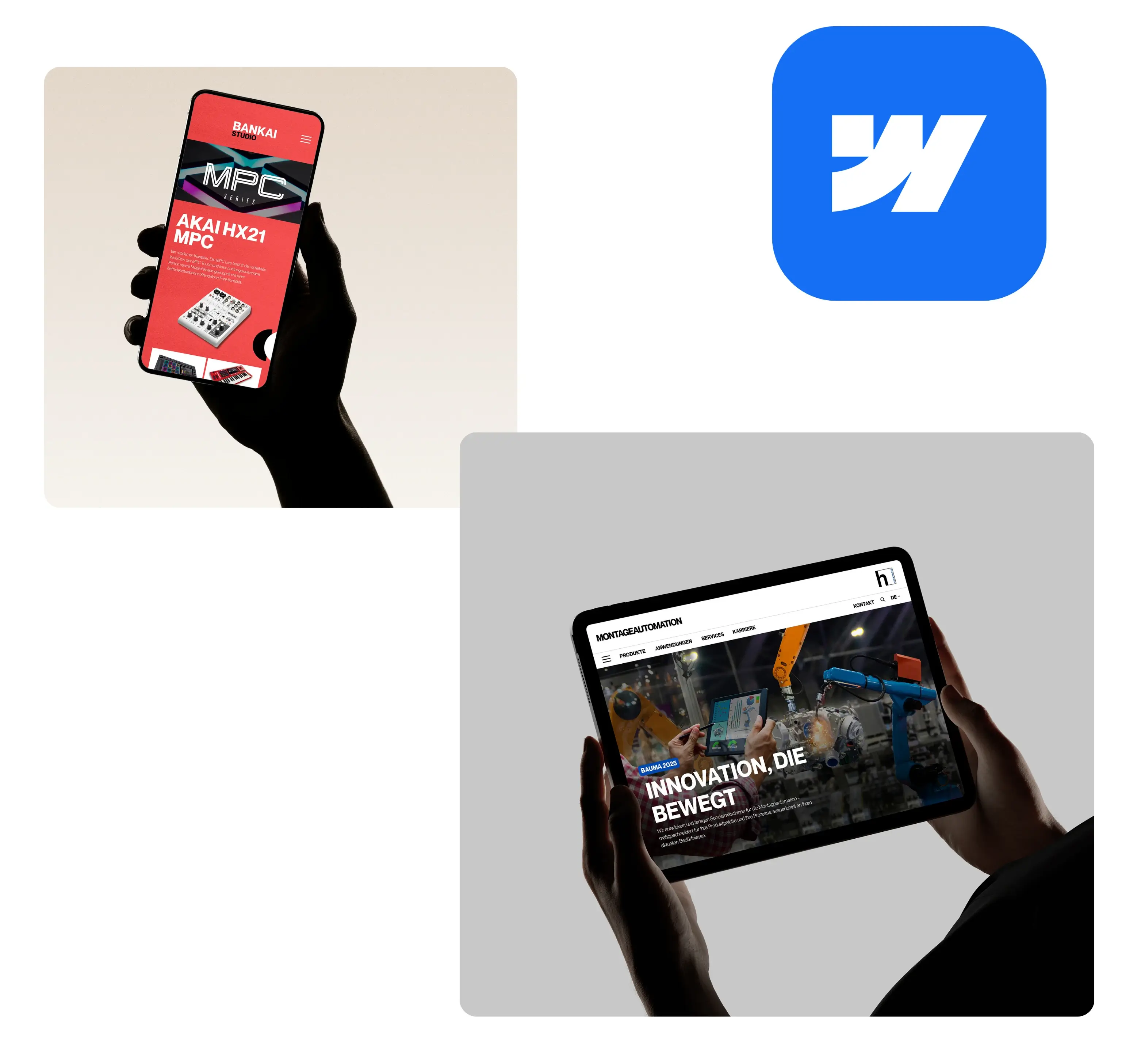 Webflow - 2 Bilder mit Websites zu sehen