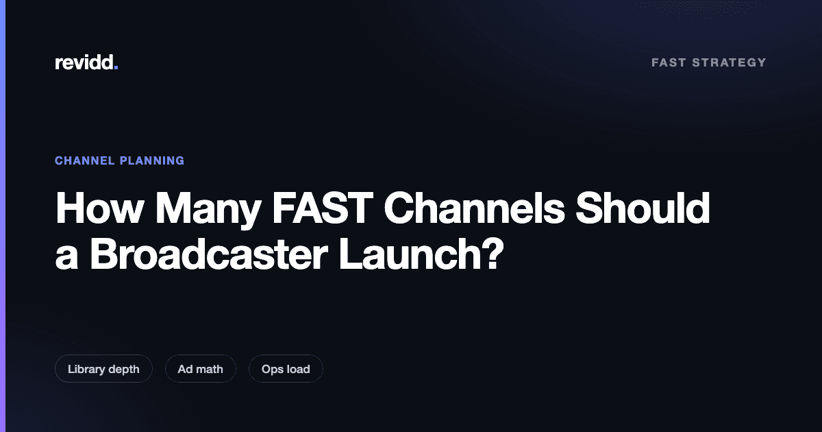 Diagram comparing a single FAST channel versus a multi-channel FAST network lineup in Revidd's Program Manager