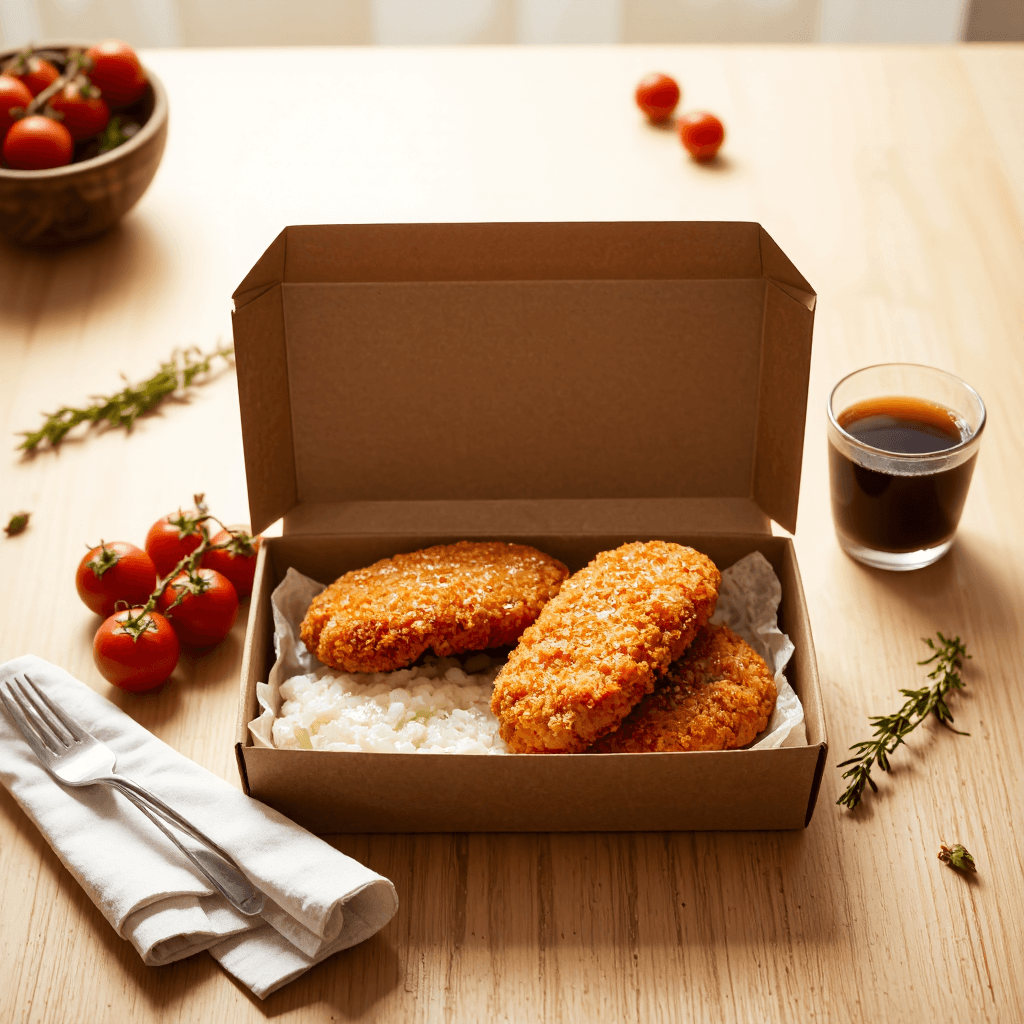 product photography of a box of breaded cutlet meal