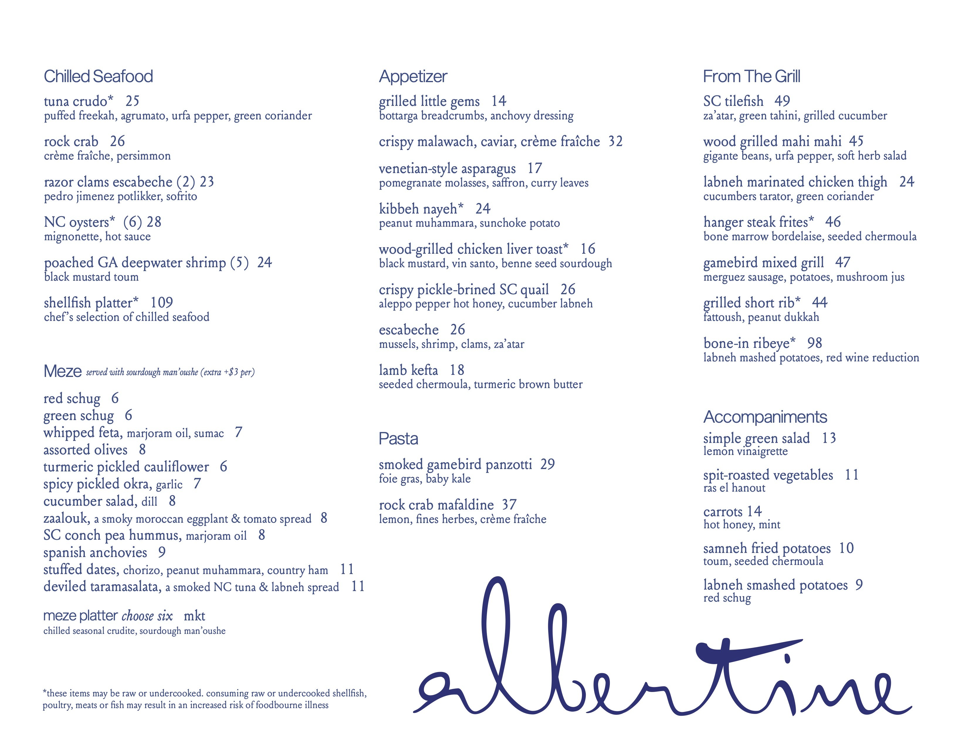 view albertine menu charlotte nc