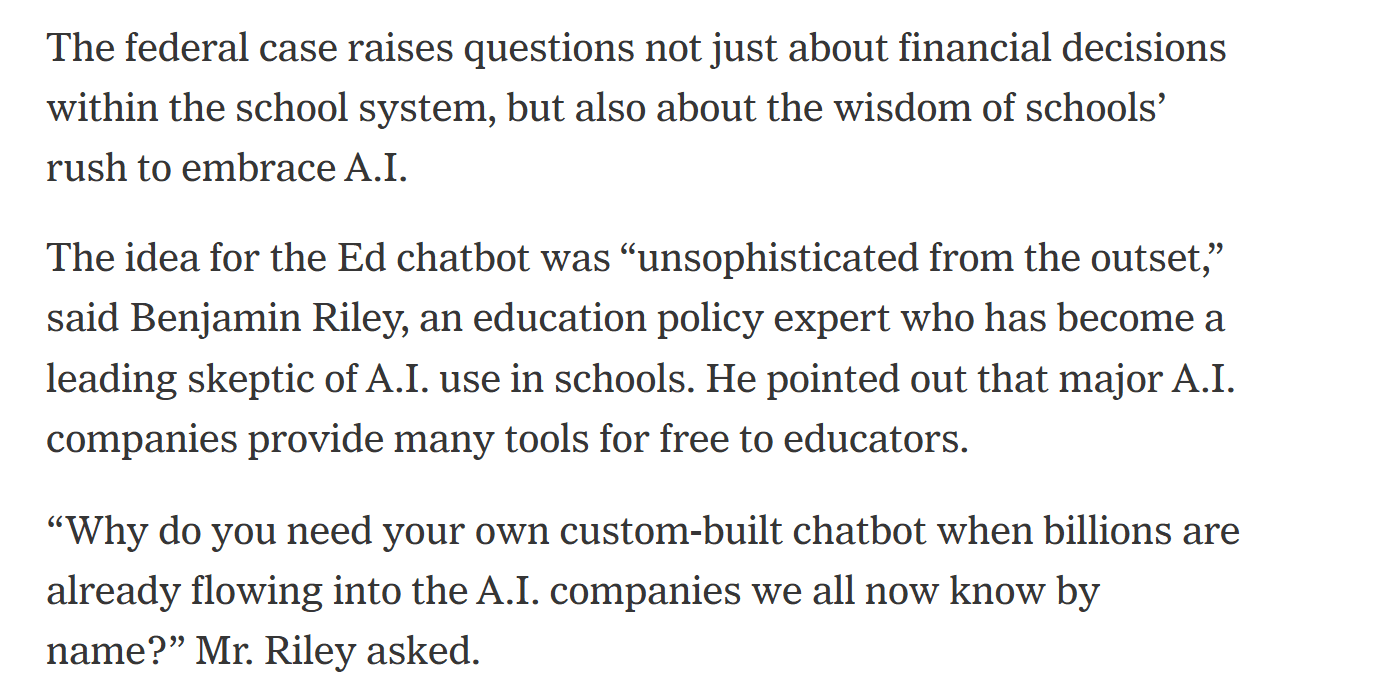 Quote by Benjamin Riley in The New York Times