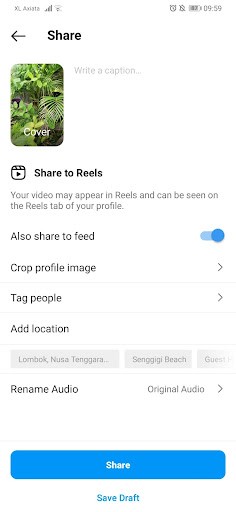 preparing to upload your IG Reel