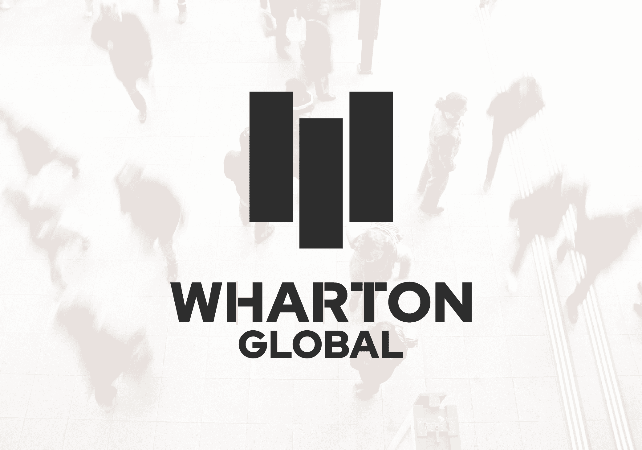 Black logo on a white background with a subtle hint of people walking