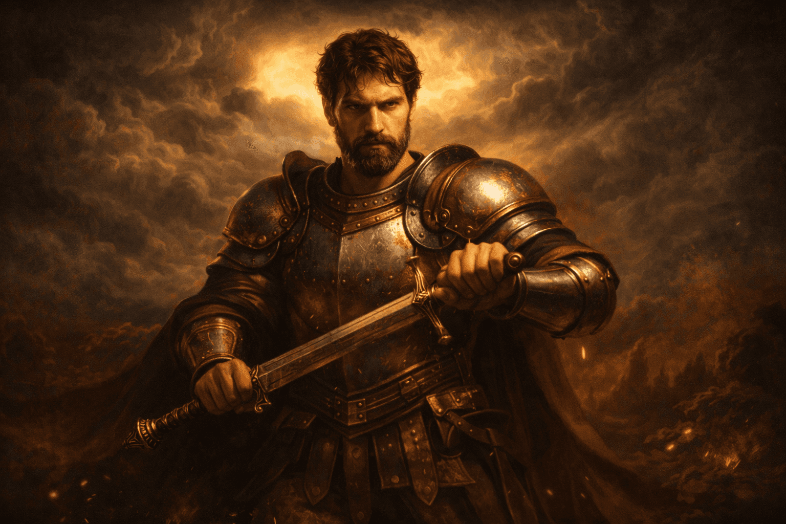 A person in an apron uses a wooden peel to place a freshly baked loaf of artisan bread into a rustic, wood-fired oven, with a flickering fire visible inside, set against the backdrop of a sunlit kitchen.