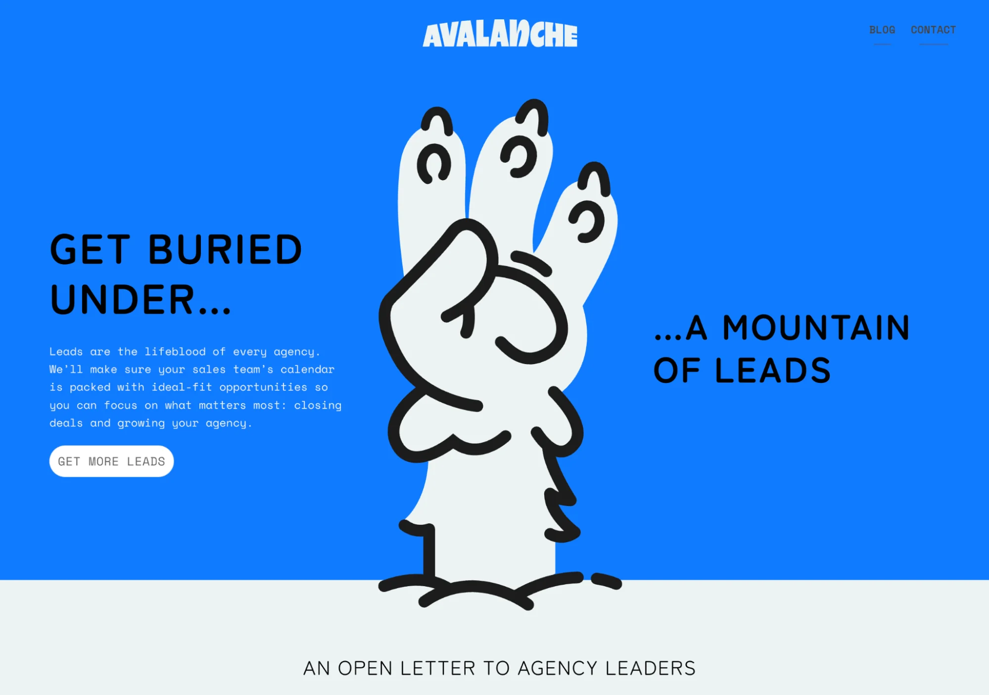Avalanche Outbound homepage: Clay-certified outbound and deliverability agency
