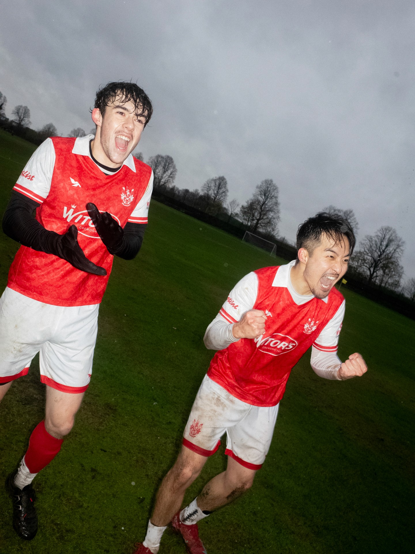 Drone shot of a running track at night