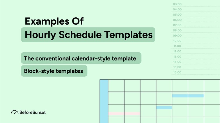 Examples of hourly schedule templates