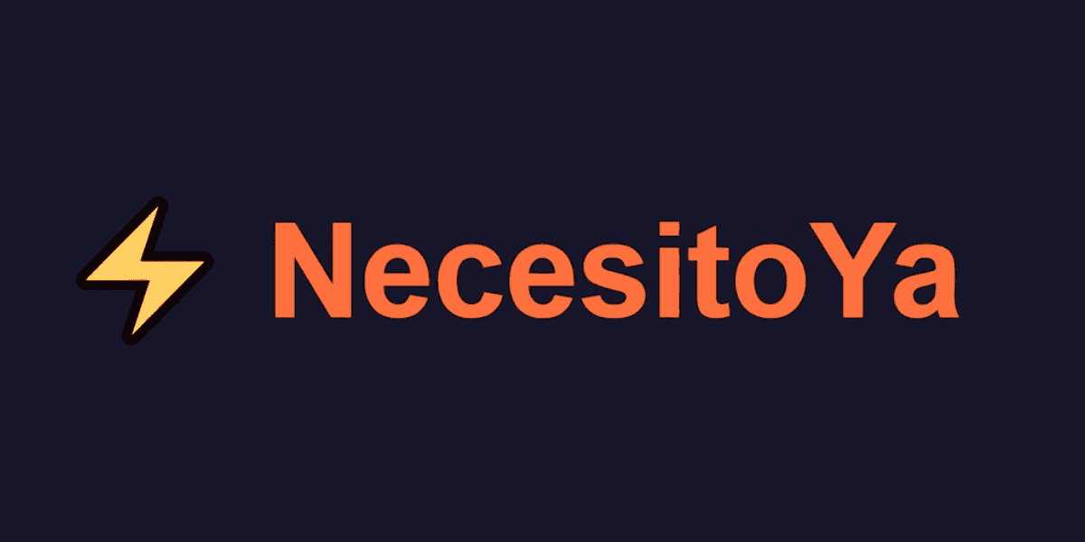 Yellow lightning bolt icon next to bold, orange text "NecesitoYa" on a dark background, conveying urgency and quick service.