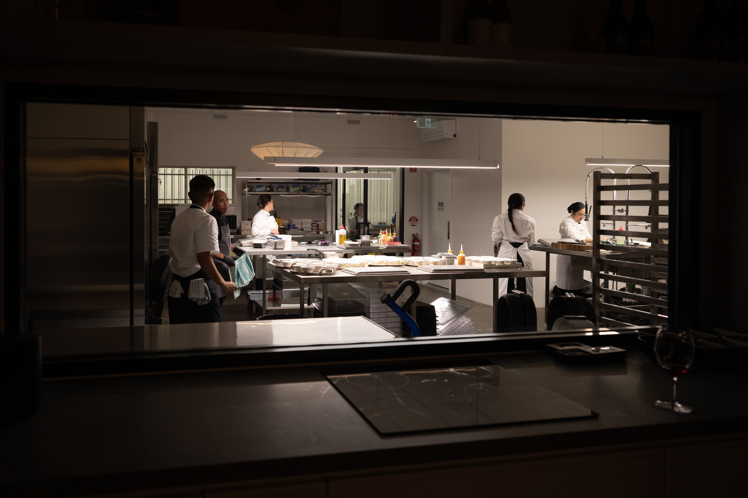 Chefs at work in the restaurant kitchen
