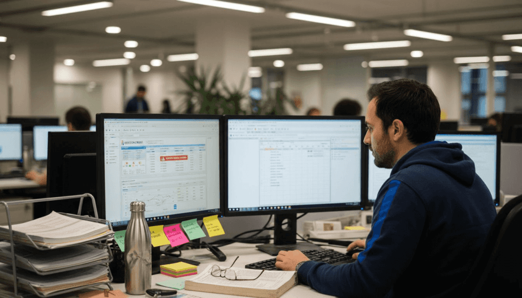 utente controlla la documentazione aziendale tramite il software sicurezza sul lavoro