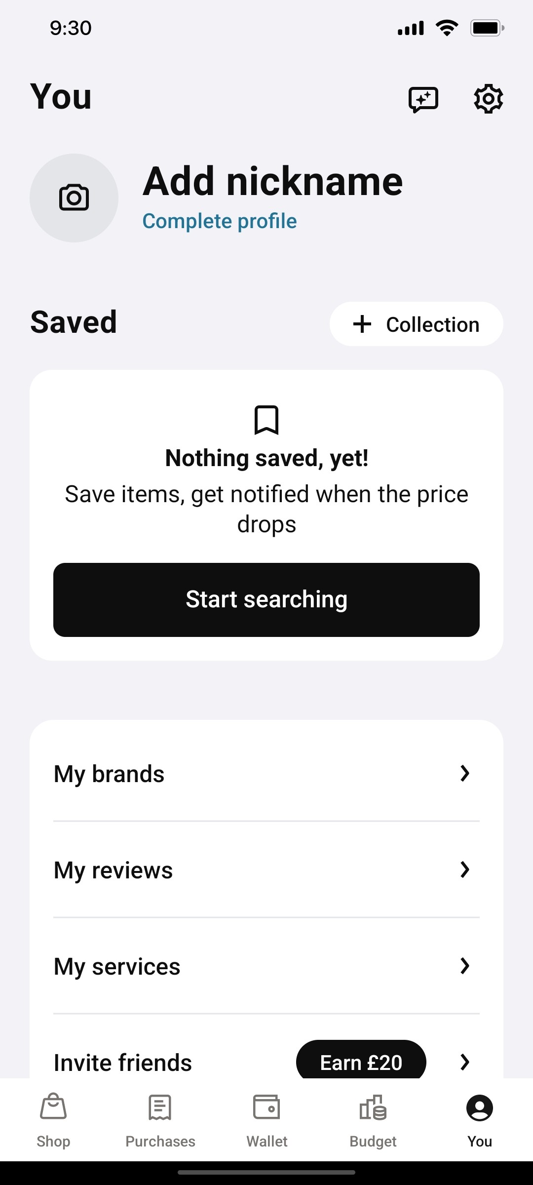 Klarna  Your Profile Screen