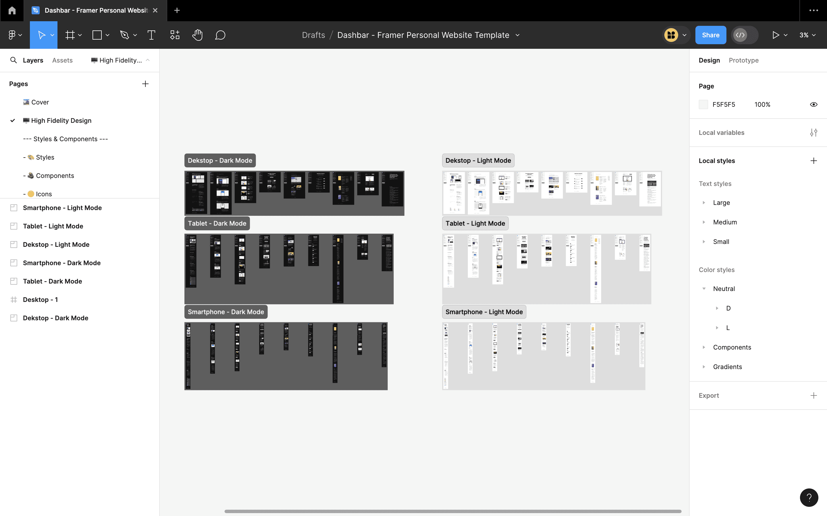 Dashbar UI Kit displayed in a Figma