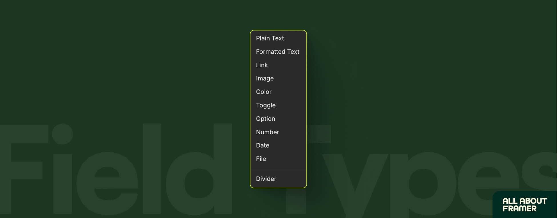 Field types in the Framer CMS