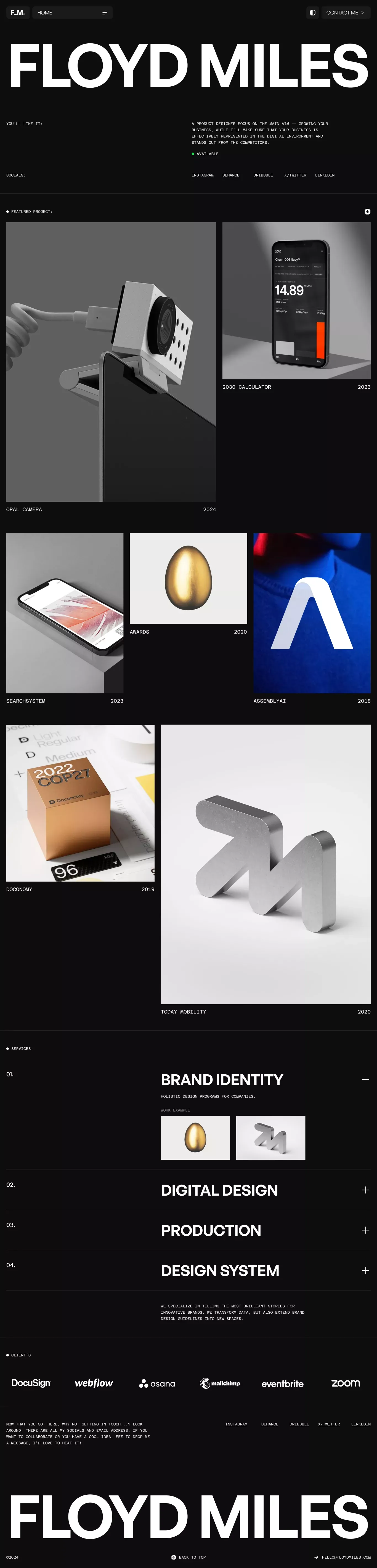 F_M Designer - Portfolio Template portfolio page screenshot showcasing Advertising and Design design