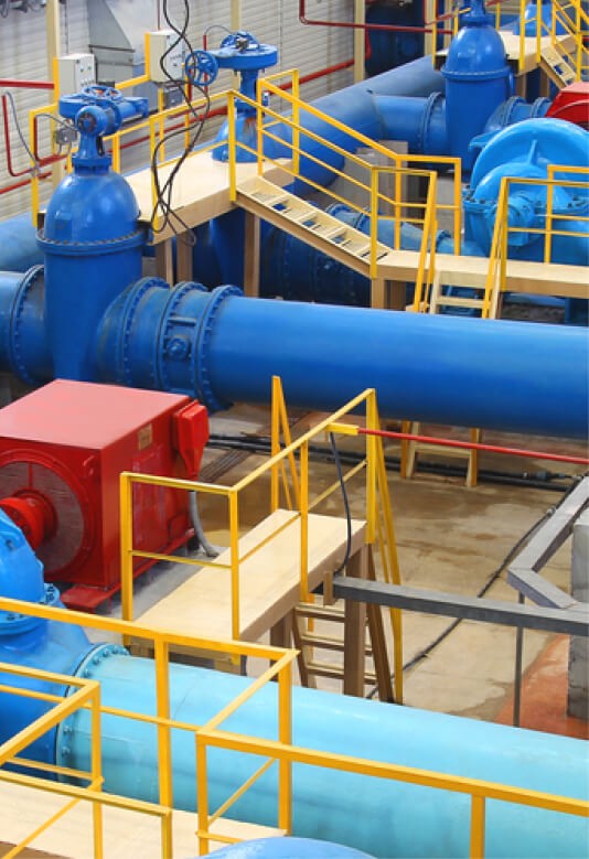 Pipes in an industrial building.