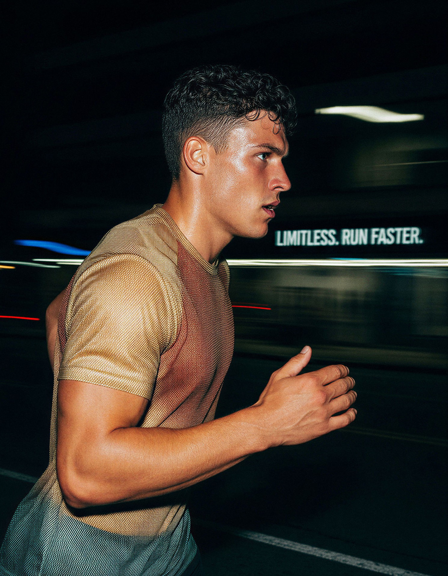 A AI genetrated male model in a greece landscape