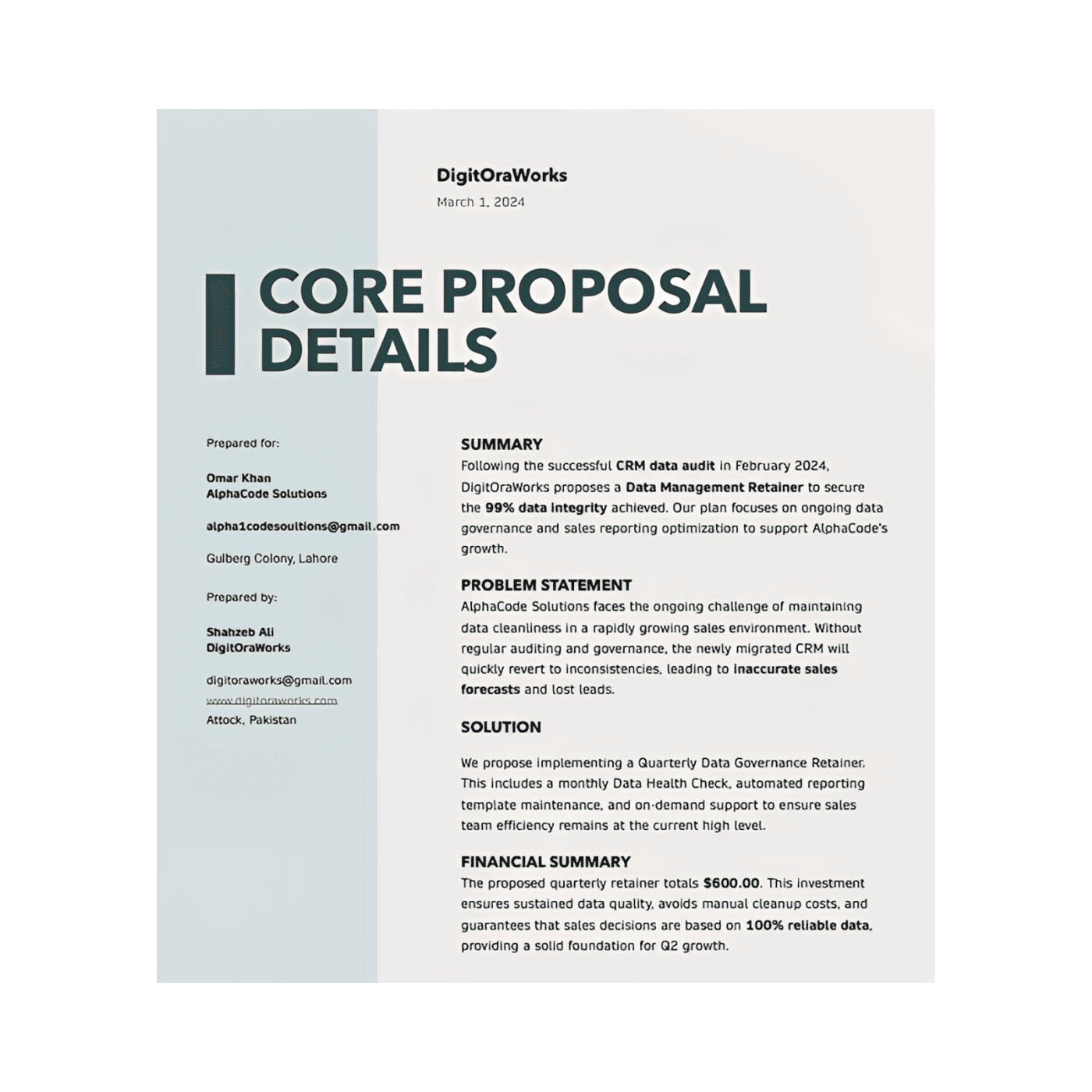 Core proposal document for AlphaCodes project