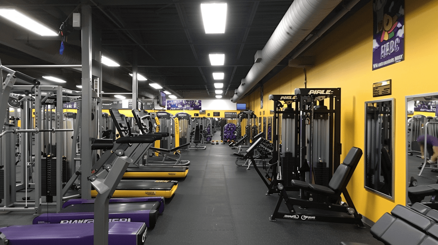 Interior of Planet Fitness gym with various workout equipment.