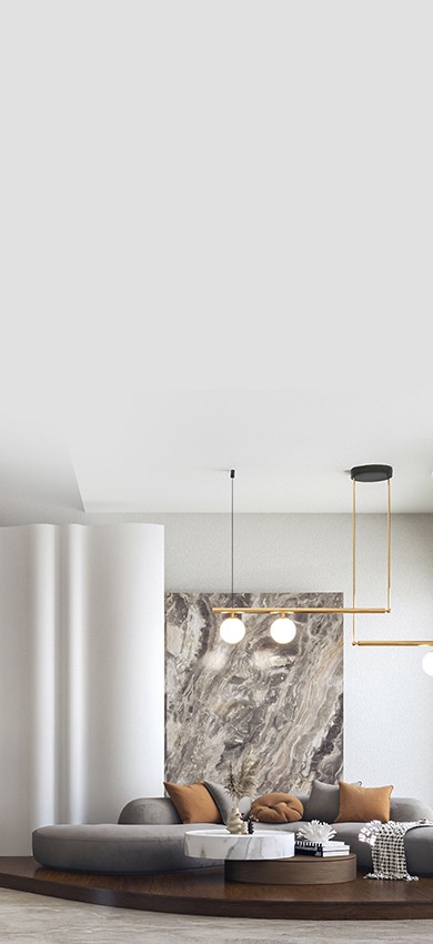 Modern curved staircase with warm ambient lighting