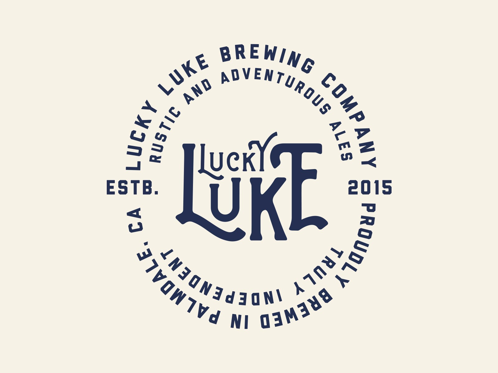 Lucky Luke Brewing circular badge logo in blue