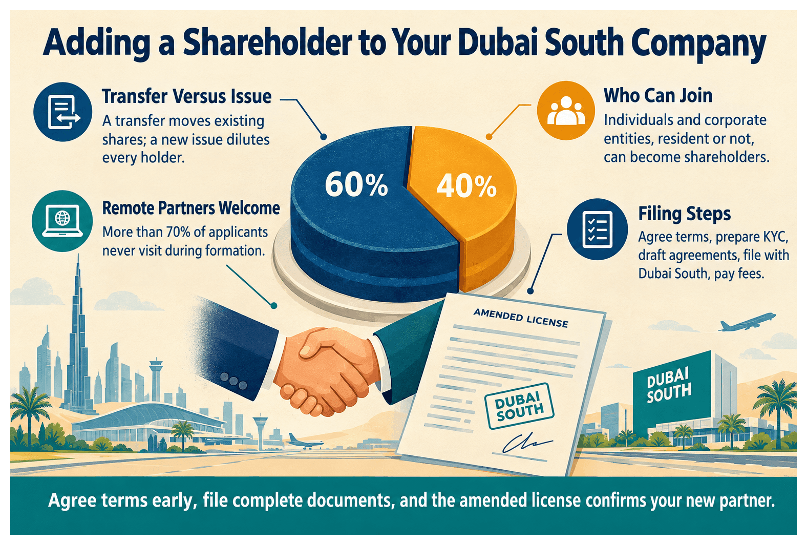 Infographic: How to Add a New Shareholder to an Existing Dubai South Company