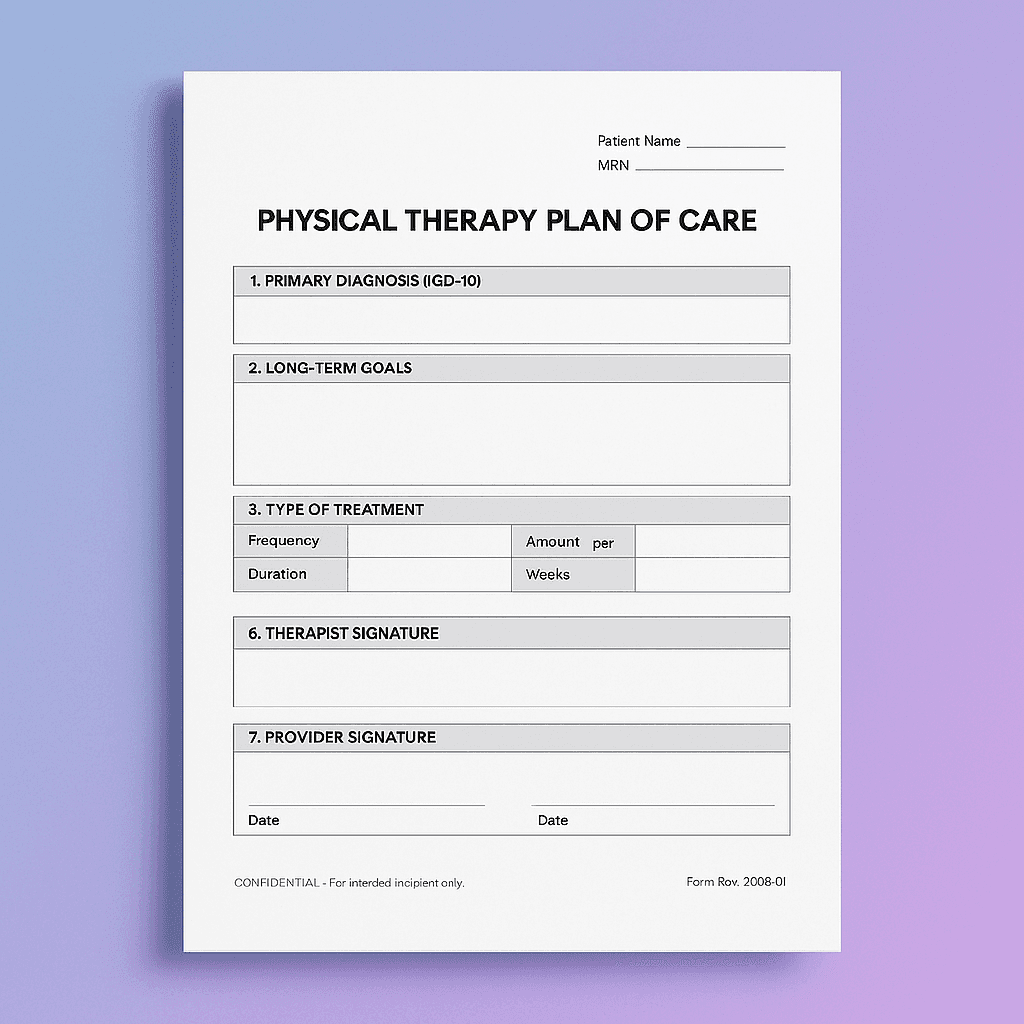 physical therapy plan of care template illustration