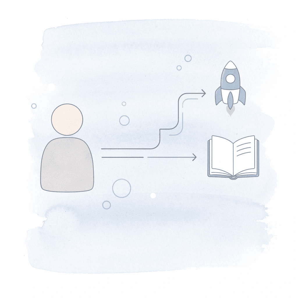 Decision point icon splitting into two paths representing accreditation choice