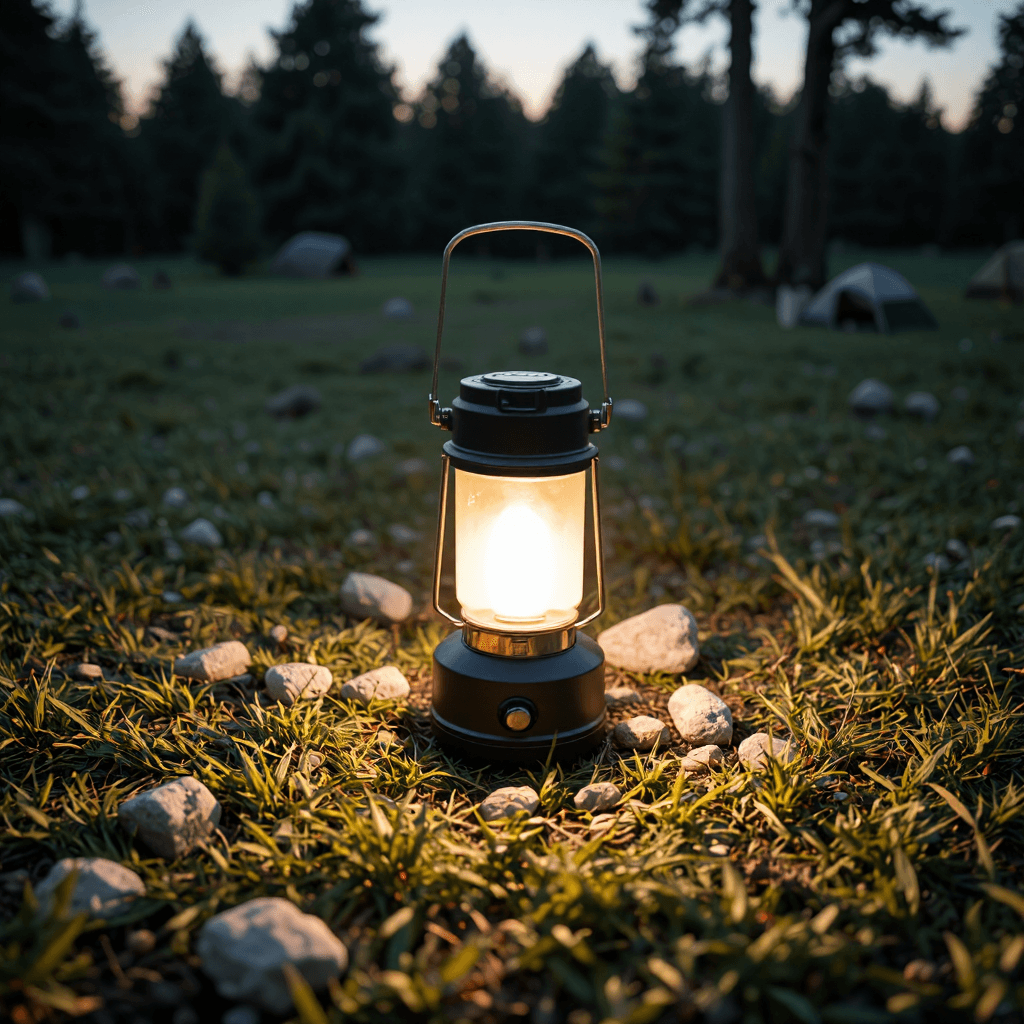 product photography of portable camping lantern