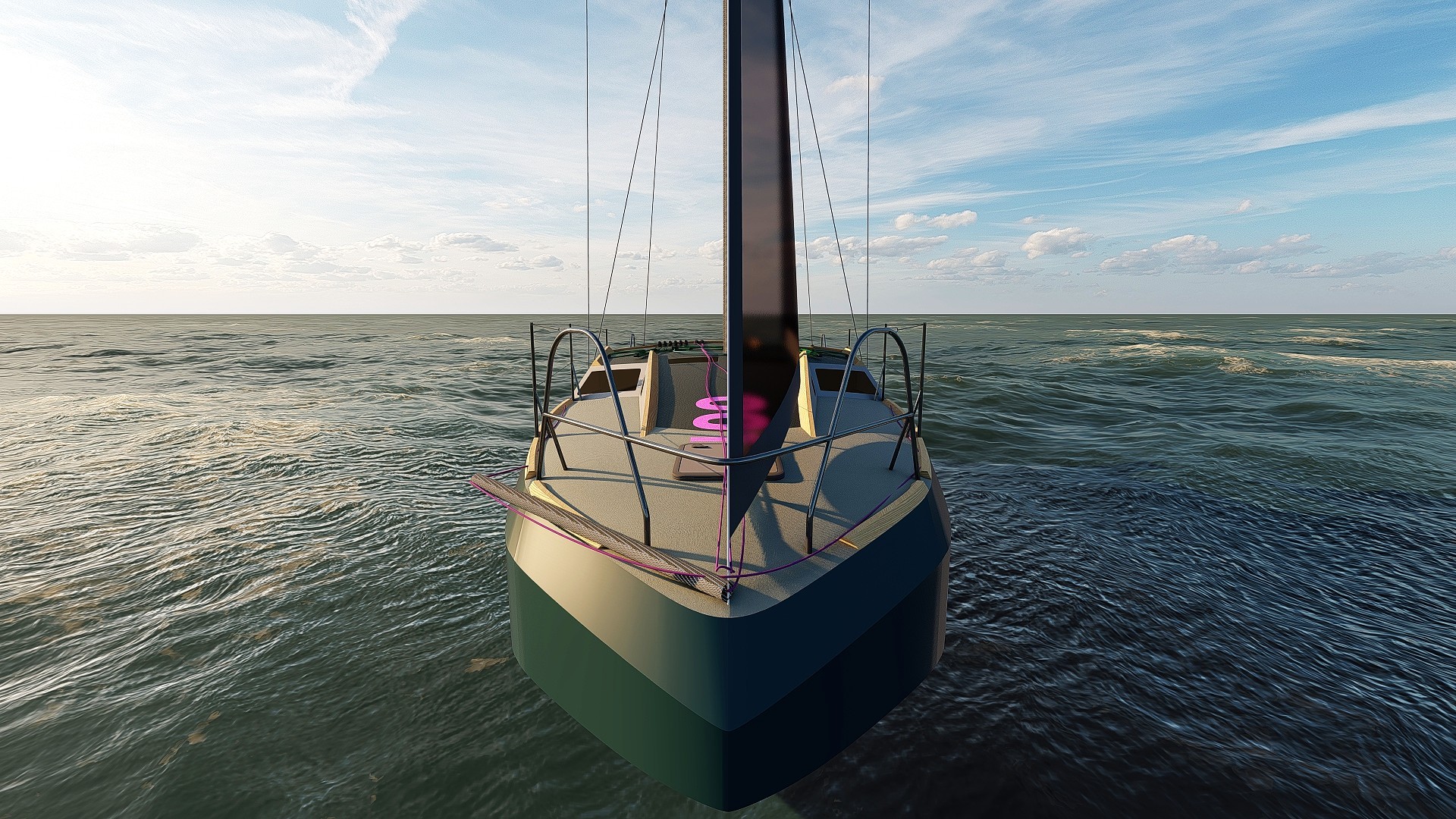 Detailed yacht concept by Ronan Ohier, capturing the balance between elegance, safety, and technical innovation in modern naval design.