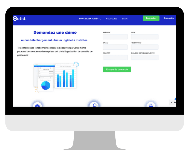 page de demande de démo du site internet Qotid