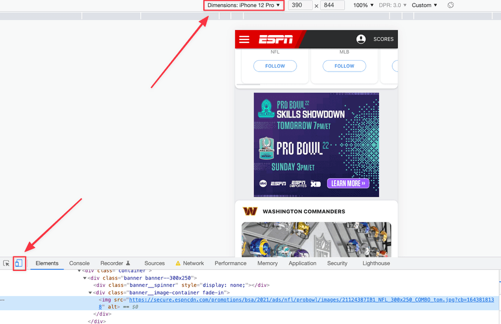 ad campaign screenshot mobile device emulation