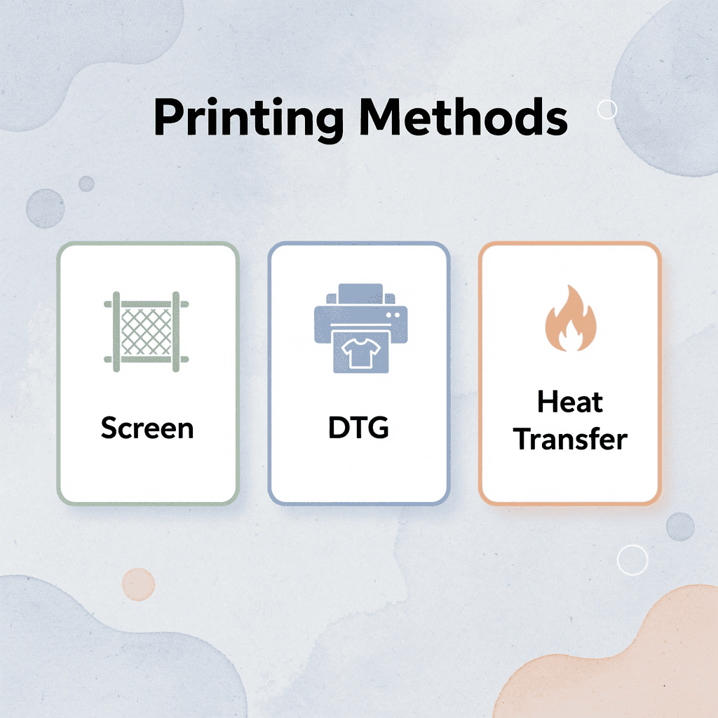 Three main t-shirt printing methods