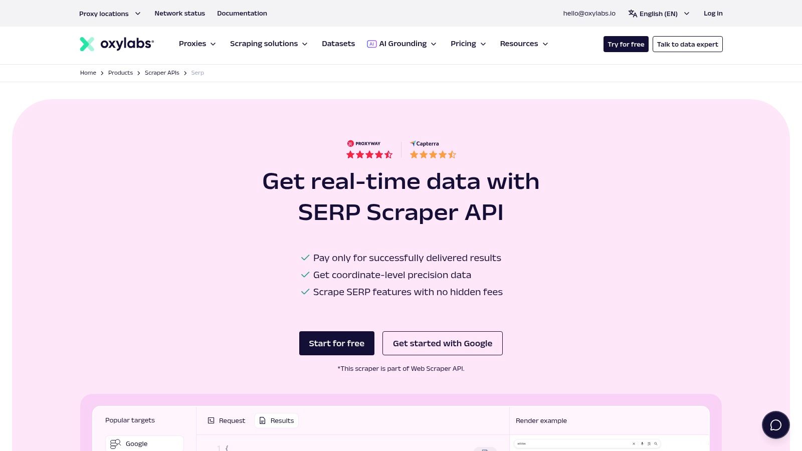 Oxylabs SERP Scraper API