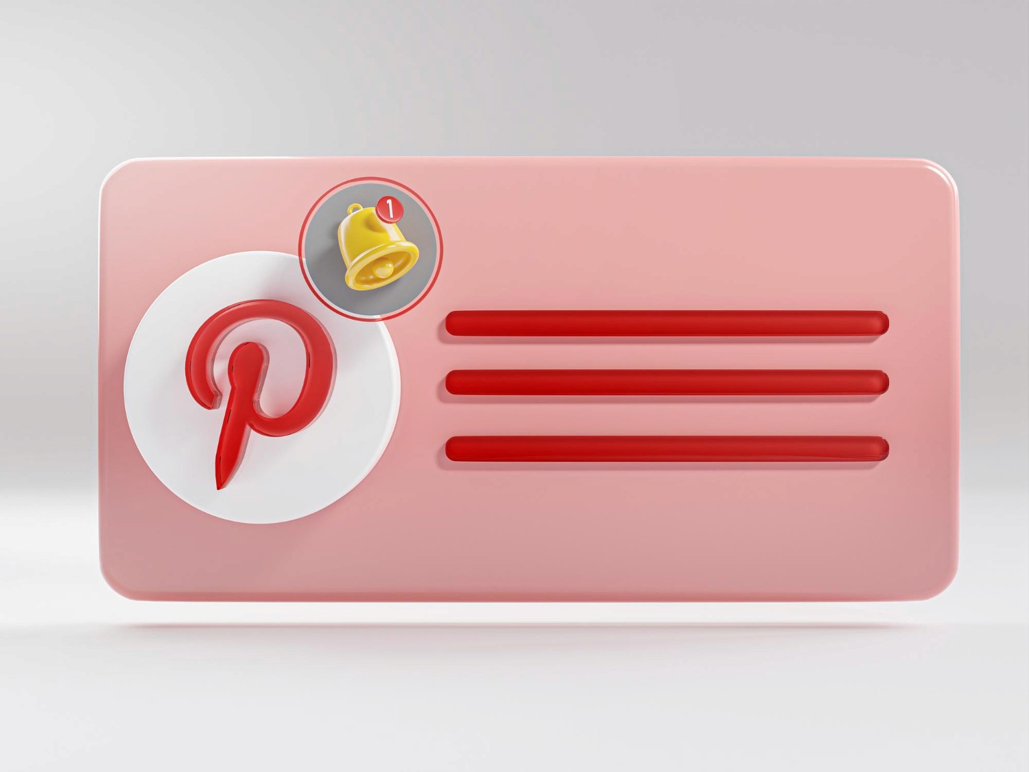 A pink business card featuring the Pinterest icon, representing creativity and social media engagement.