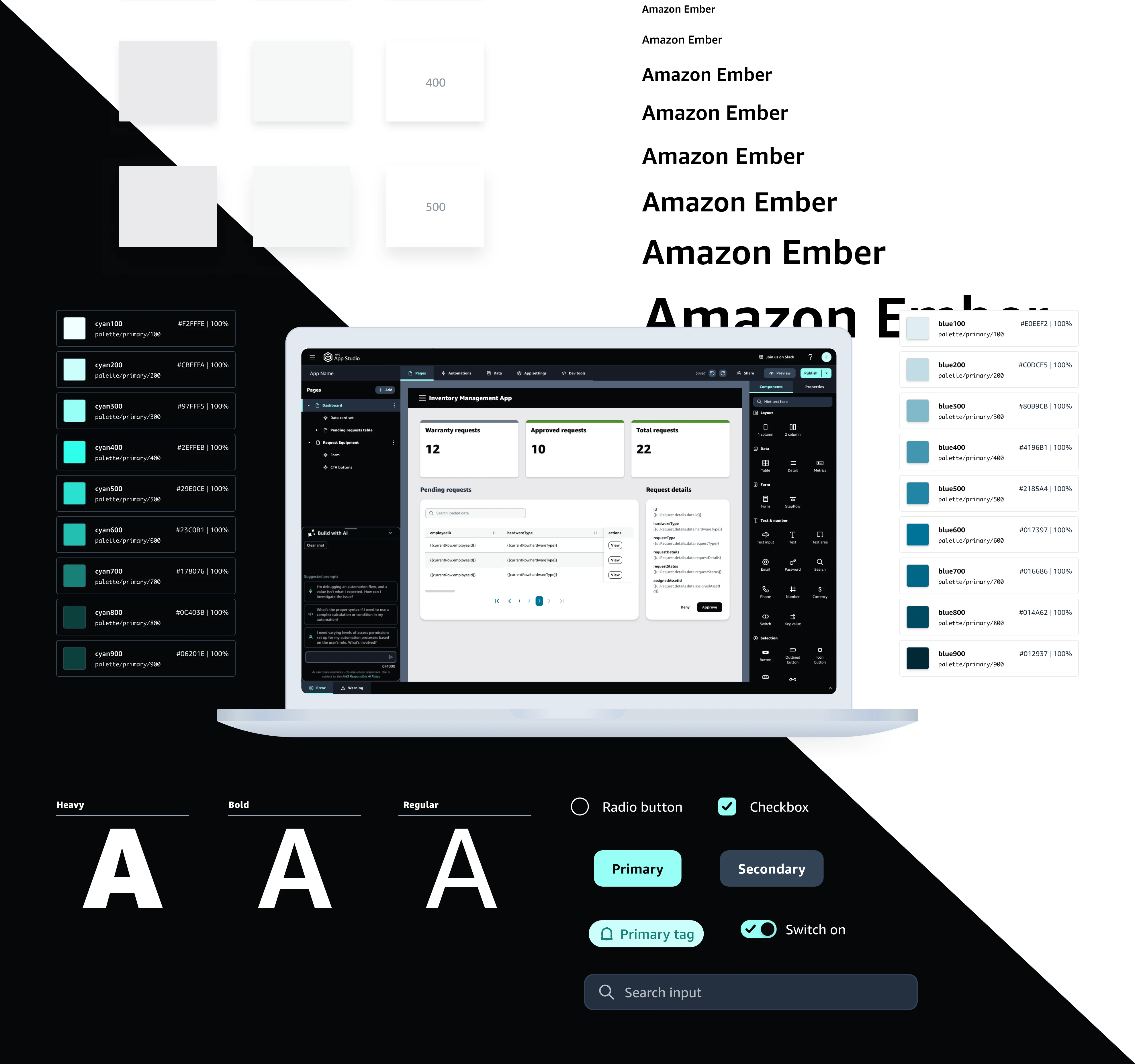 A collage of components for the Hexagon Design System
