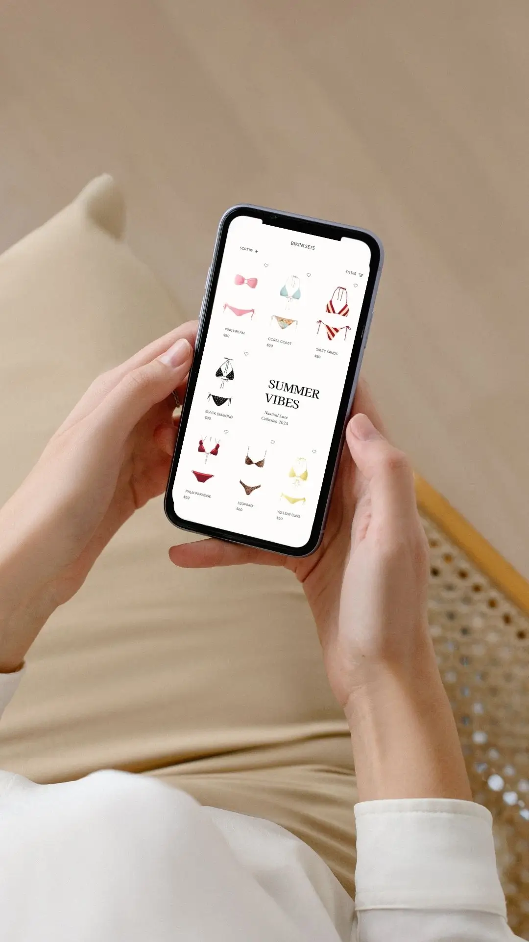 Håndholdt telefon af bikini websitet