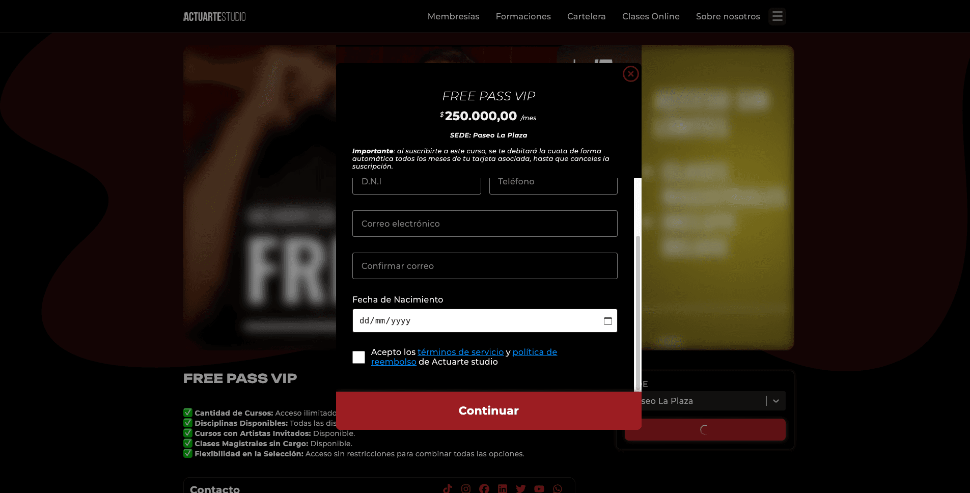 cuotas automaticas al pagar membresias en el sitio marca blanca de AtuarteStudio