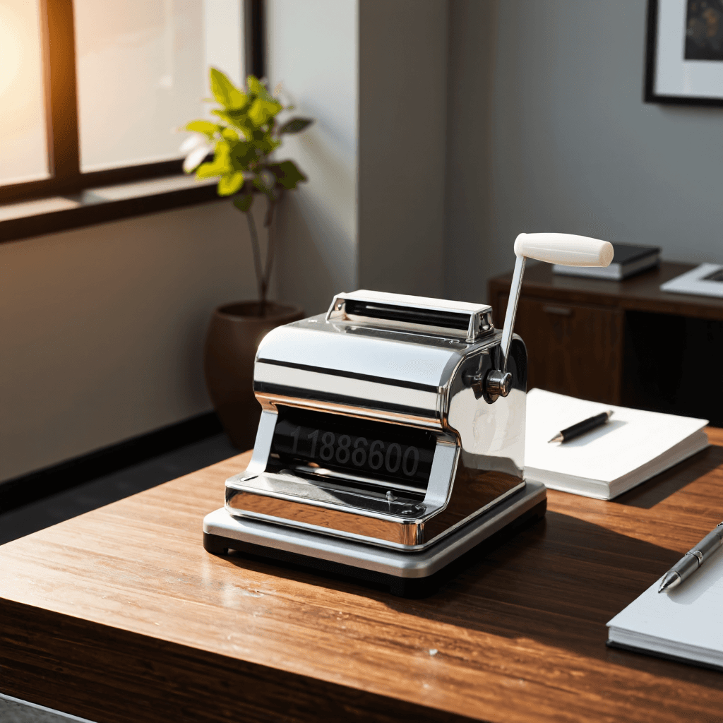 product photography of a manual numbering machine used for printing numbers sequentially