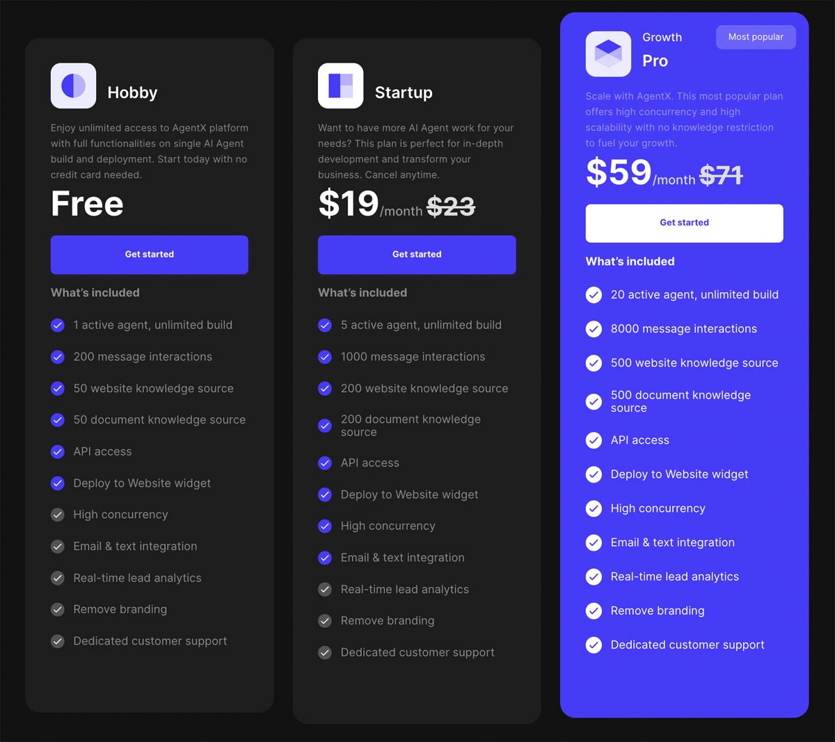AgentX Pricing Plans