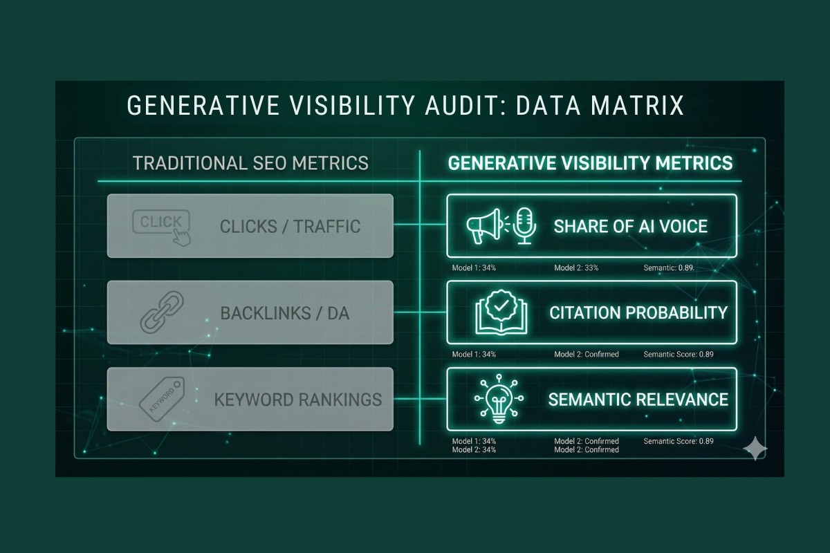 Qasimo Systems Generative Visibility Audit Data Matrix vs Traditional SEO