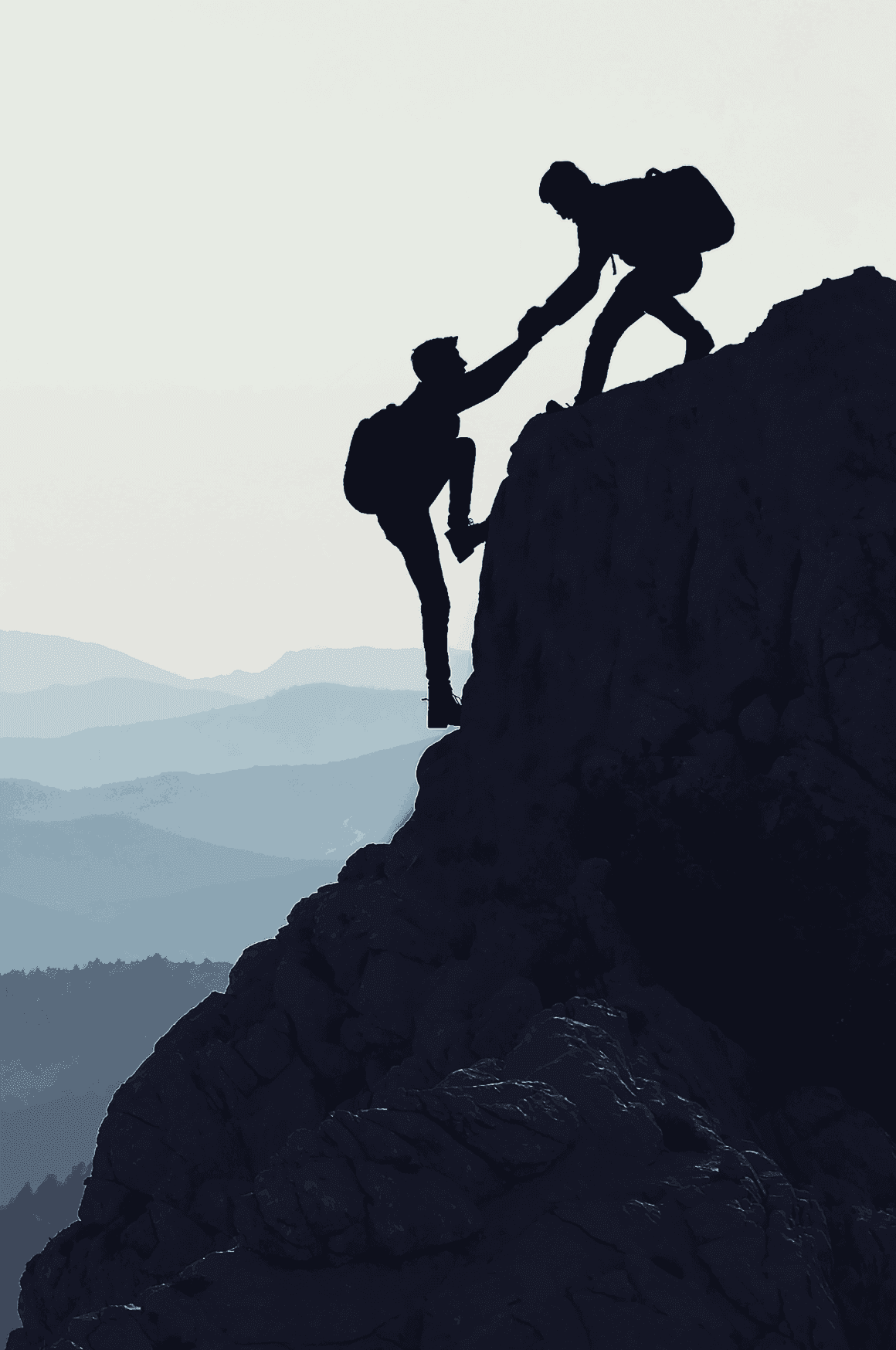 2  people rock climbing