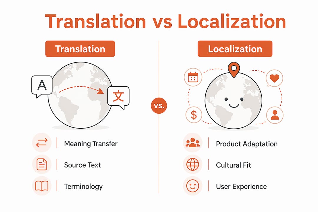 Infographic comparing translation and localization