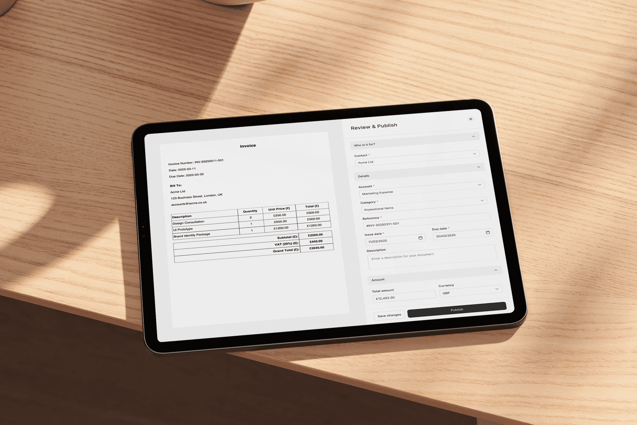 Tablet showing mimo dashboard