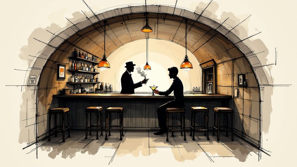 illustration cocktail bar