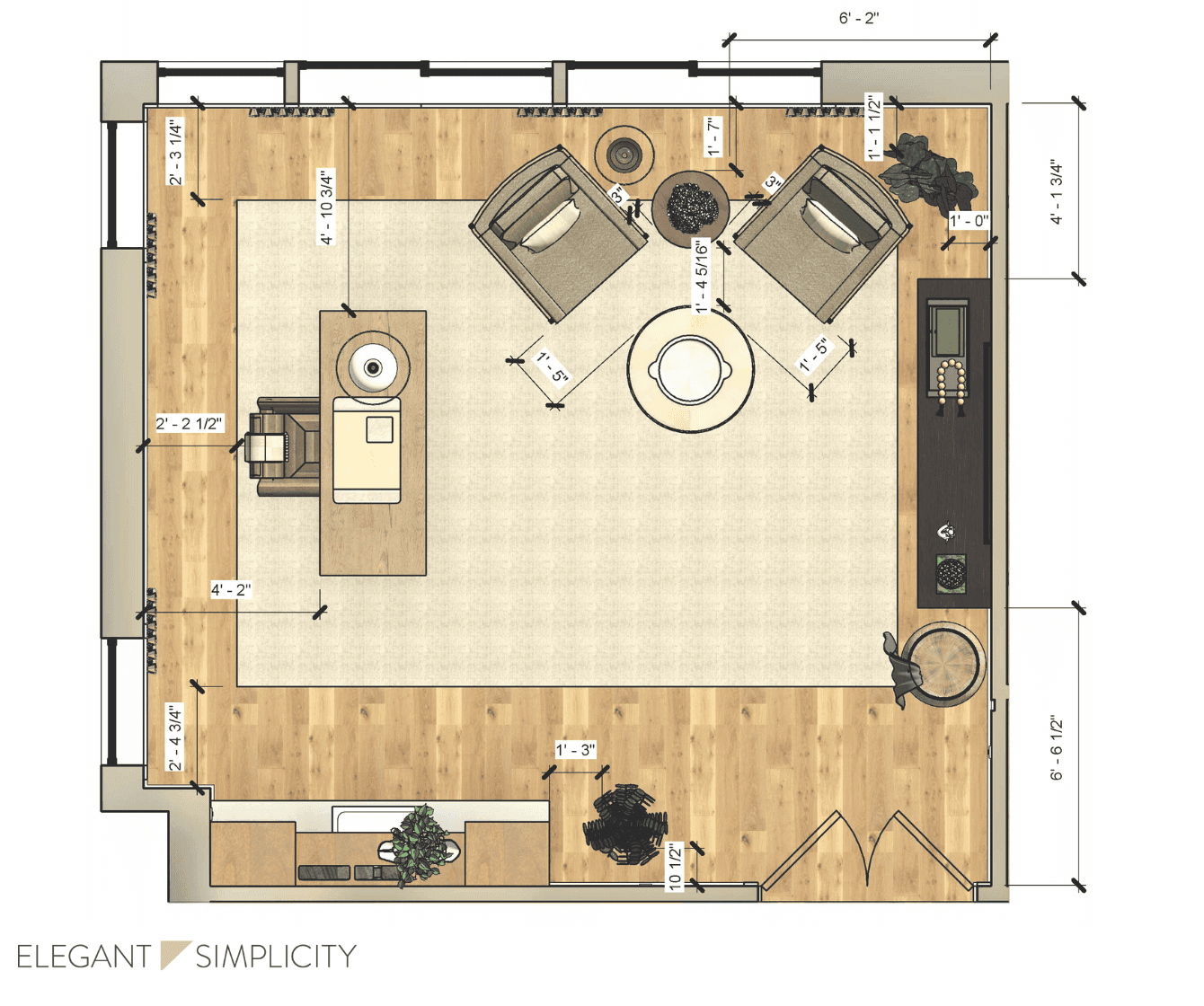 The colored 2D layout of the Sammamish House bathroom was designed in this Bellevue, Washington home by Sherri Monte, interior designer at, Elegant Simplicity.