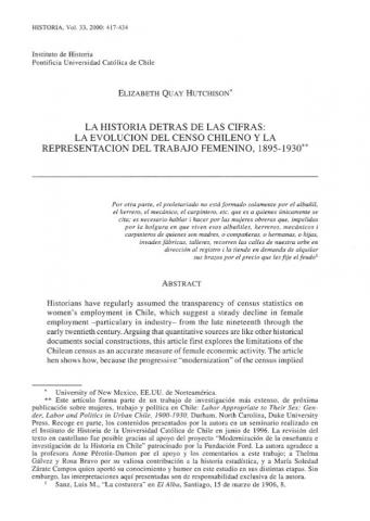 La historia detrás de las cifras: la evolución del censo chileno y la representación del trabajo femenino, 1895-1930