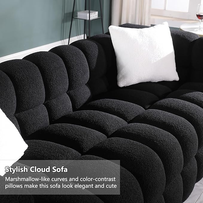 "Compact view of Black Cloud Couch perfect for cozy living spaces"