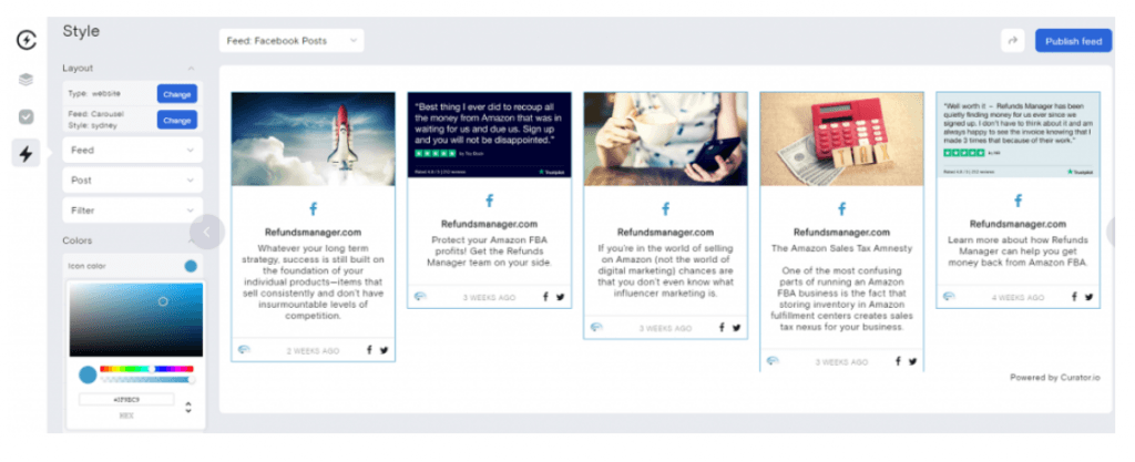 pick the them and update the style of social media feed for sharepoint website