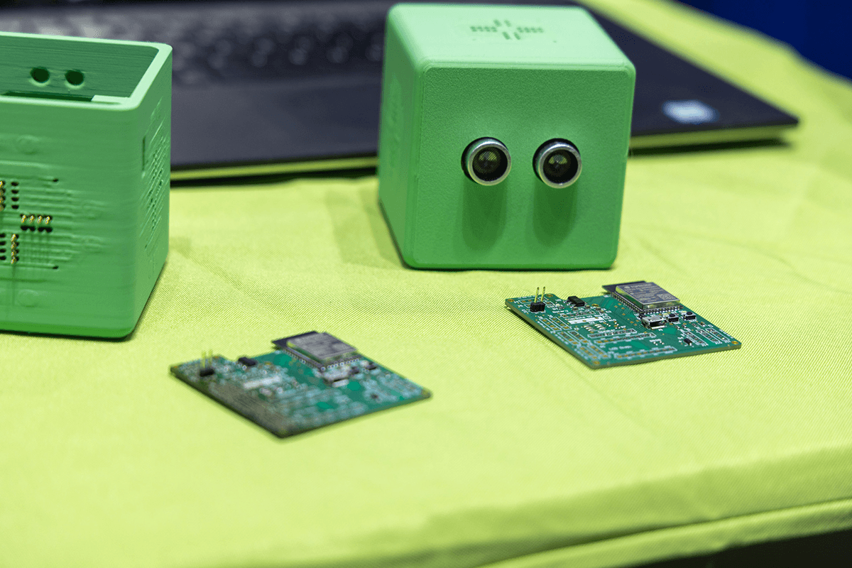 A close-up view of SnapBots, a modular robotic device to inspire STEM-focused learning and play. 